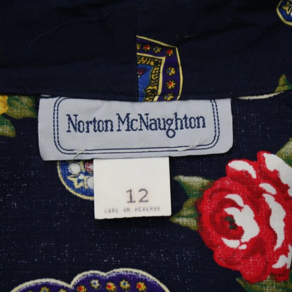VINTAGE NORTON MCNAUGHTON Floral Mandala Oversized Boxy Blue Jacket Size 12 - Picture 5 of 14